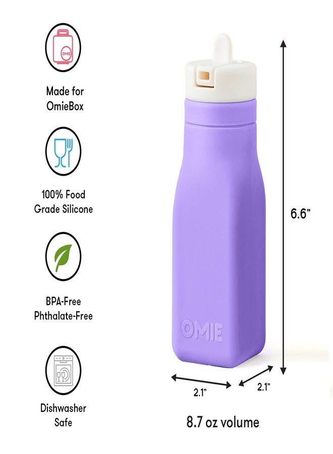 Omie OmieBox Reusable Silicone Water Bottle - 8.7 oz, Straw Top, BPA-Free & Phthalate-Free, Leak-Proof (Purple) (OmieBox Sold Separately) - Image 4